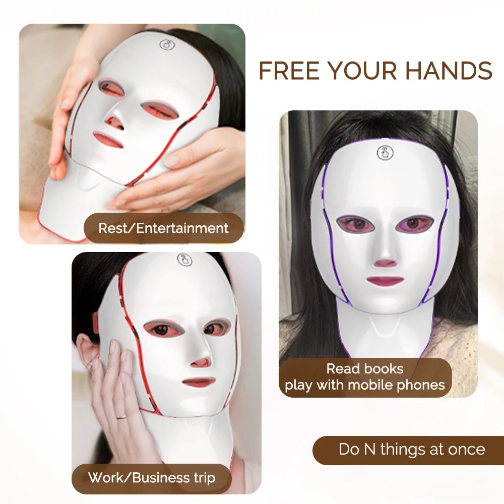 Wireless 7-Color LED Light Therapy Face & Neck Mask