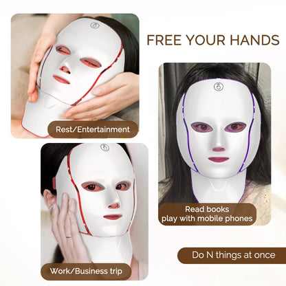 Wireless 7-Color LED Light Therapy Face & Neck Mask