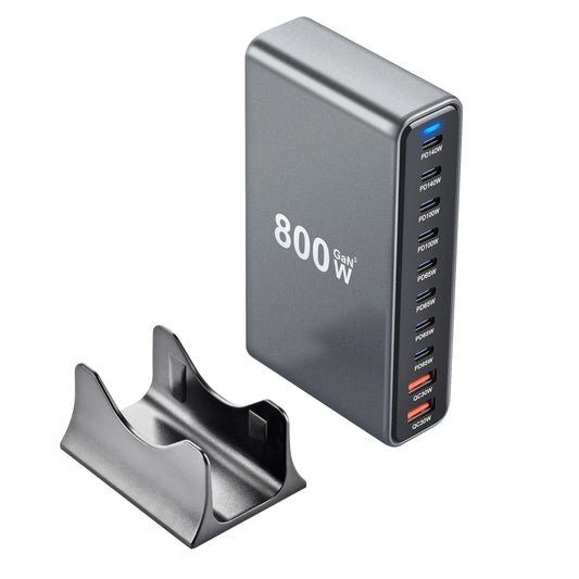 800W 10-Port GaN Fast Charging Station for iPhone, Samsung, and MacBook