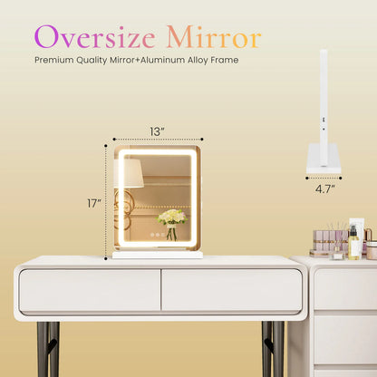 LED Vanity Mirror with Lights - Adjustable 3-Color Dimmable Makeup Mirror