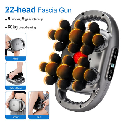 22-Head Fascia Massage Gun - Deep Tissue Body Massager