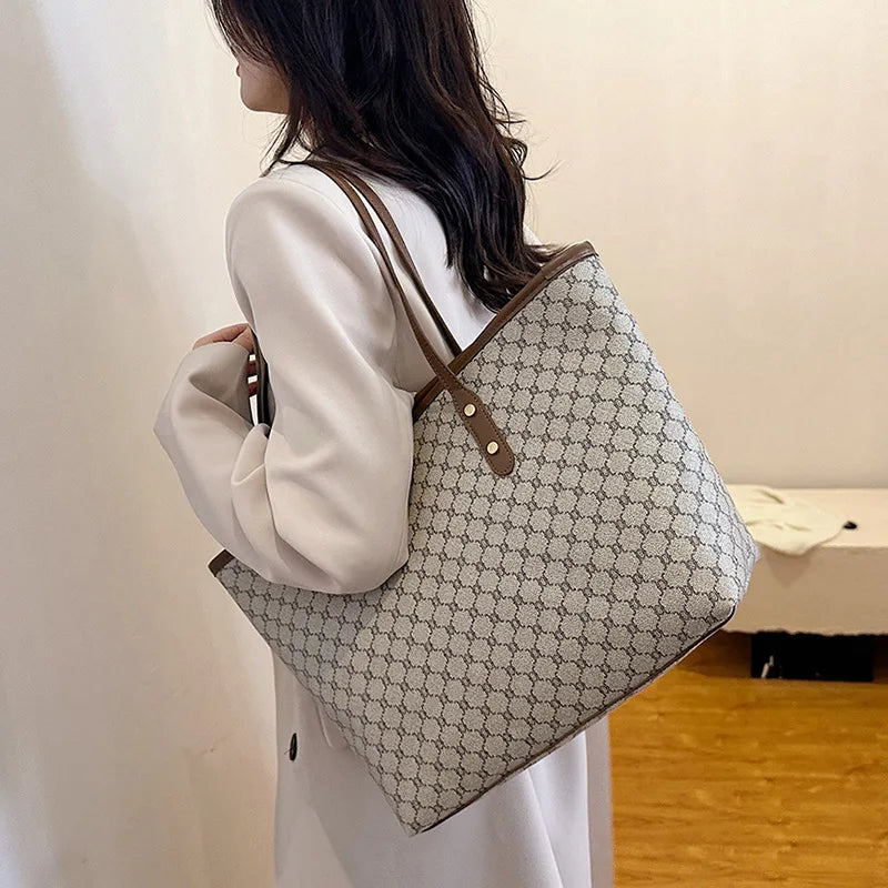 Textured Plaid Tote
