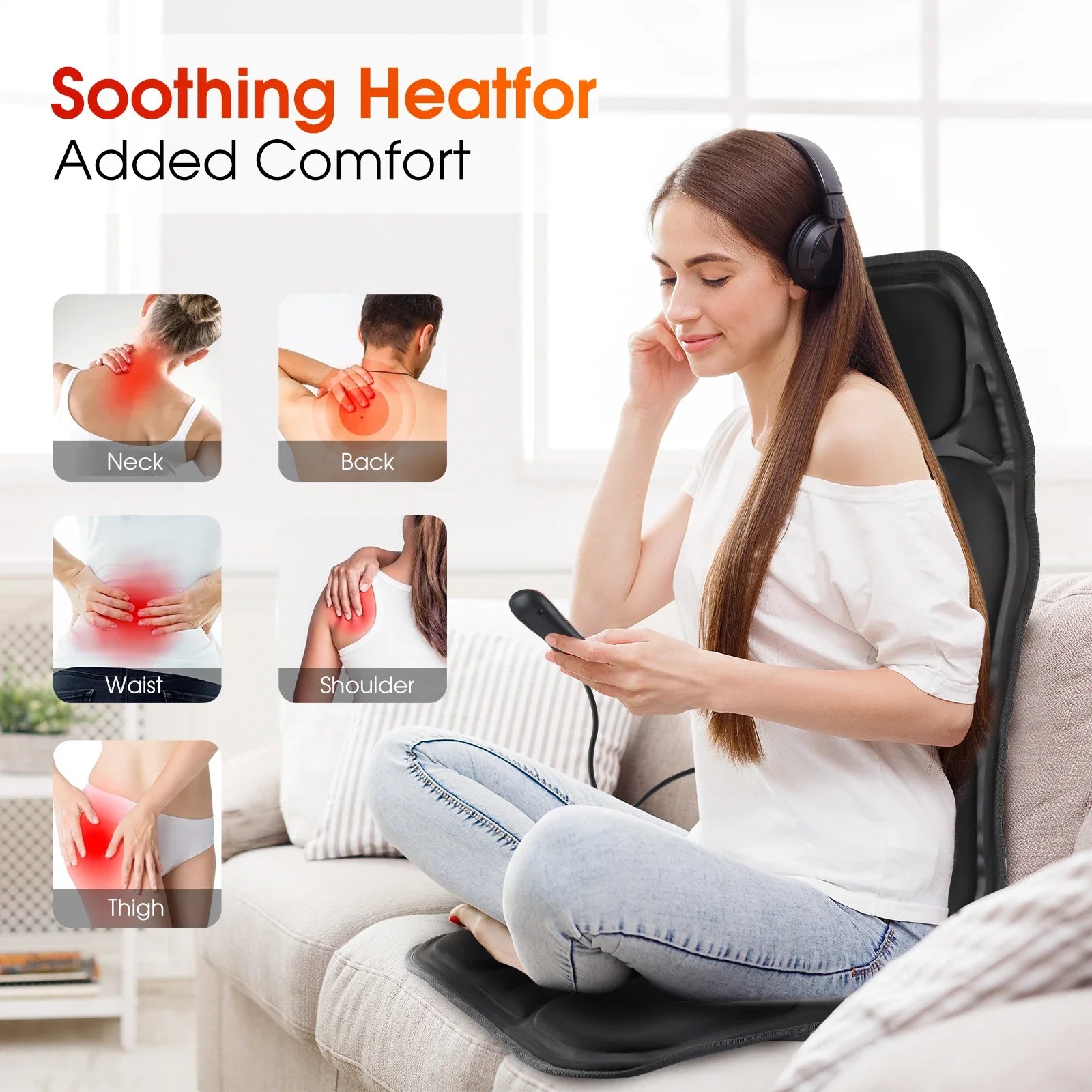 Electric Full-Body Vibrating Massage Chair Cushion with Soothing Heat Therapy - 3