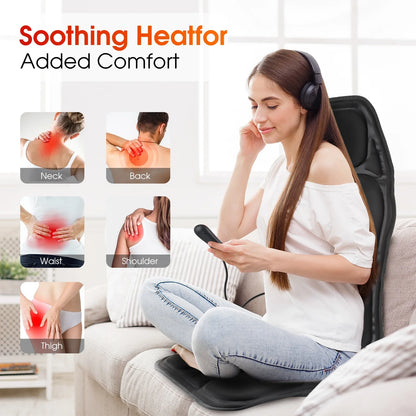 Electric Full-Body Vibrating Massage Chair Cushion with Soothing Heat Therapy