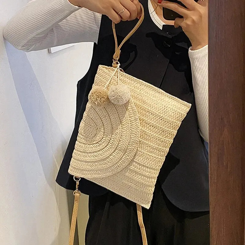 Luxury Woven Straw Beach Clutch