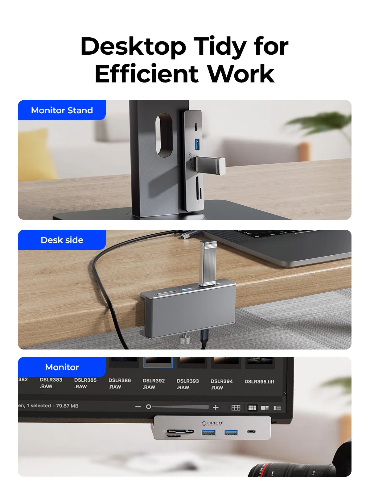 ORICO 6-in-1 USB 3.2 Hub 10Gbps High-Speed Data Transfer & SD/TF Reader - 14