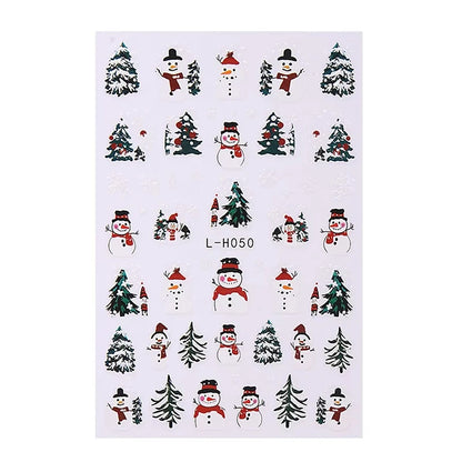 3D Christmas Nail Art Stickers - Festive Snowman & Snowflake Manicure Decals