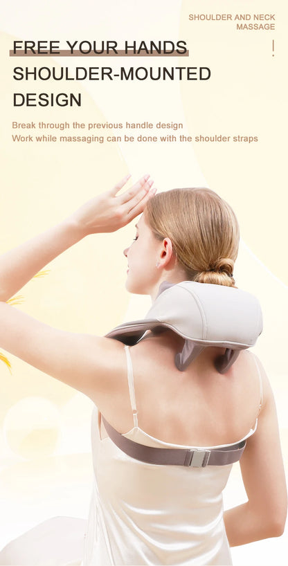 Wireless 6D Deep Tissue Neck & Shoulder Kneading Massager with Heat