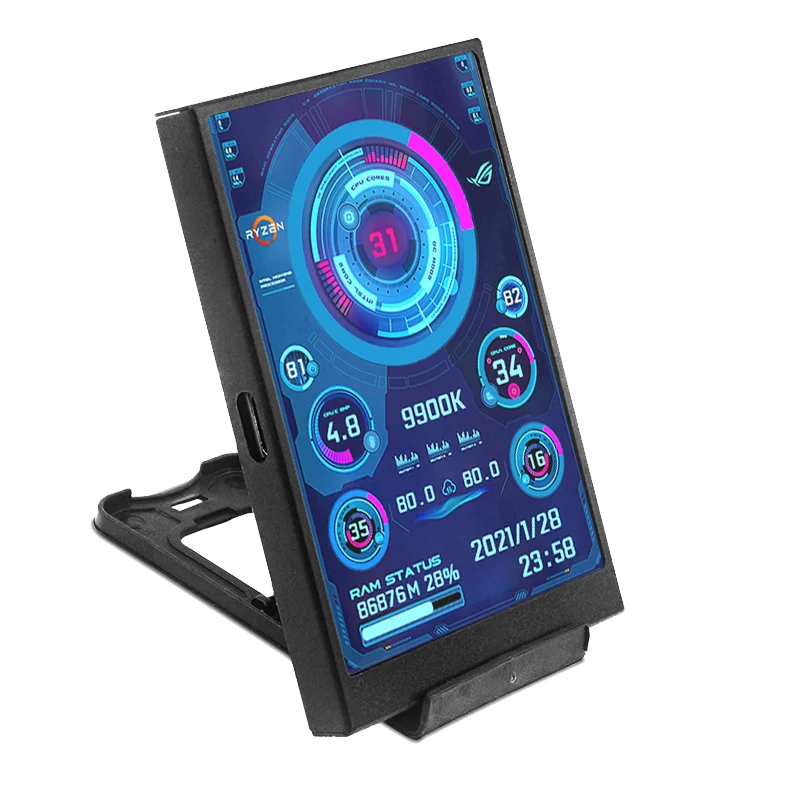 3.5" IPS PC Hardware Monitor - Real-Time CPU GPU RAM Temperature Display - 7