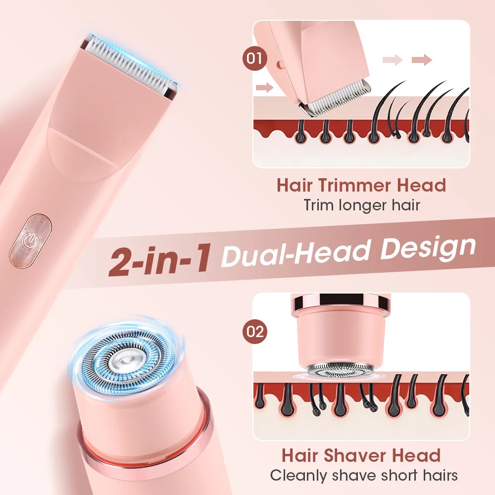 2-in-1 Dual Head Electric Shaver & Bikini Trimmer for Women - 8