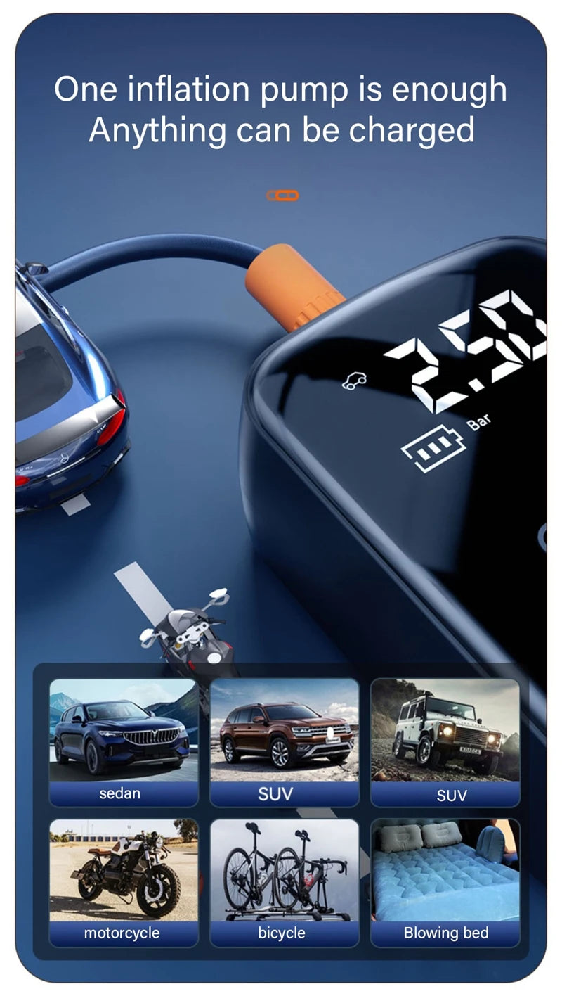 Portable Wireless Car Tire Inflator & Electric Air Pump