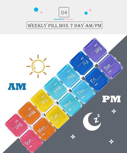 7-Day Weekly Pill Organizer with Electronic Alarm Reminder