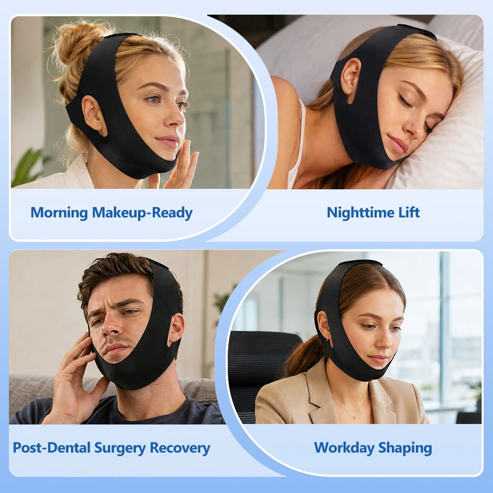 V-Line Face Lifting Bandage with Hot & Cold Gel Pack for Jaw & Chin Contouring - 12