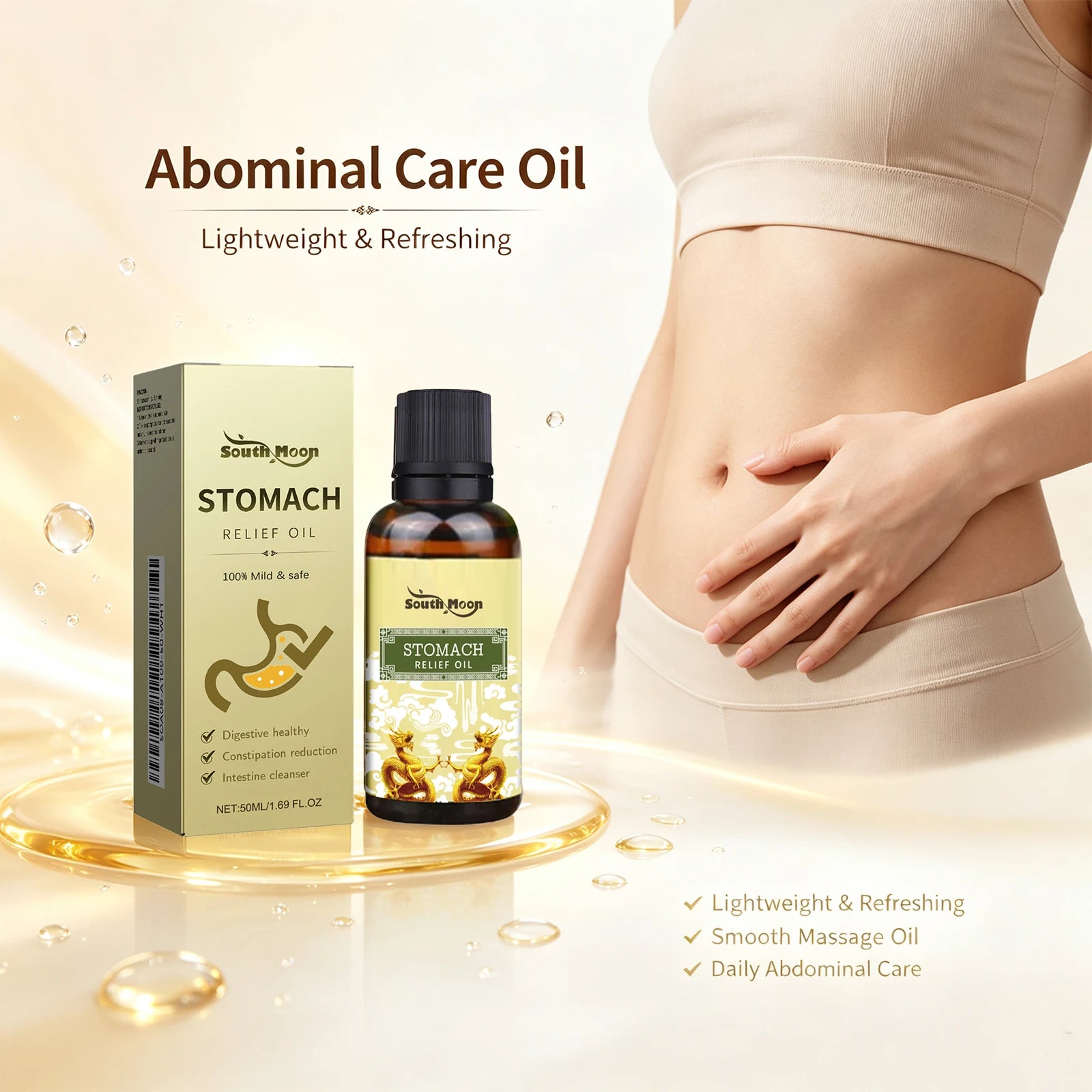 Natural Herbal Abdominal Massage Oil for Digestive Comfort & Constipation Relief - 5