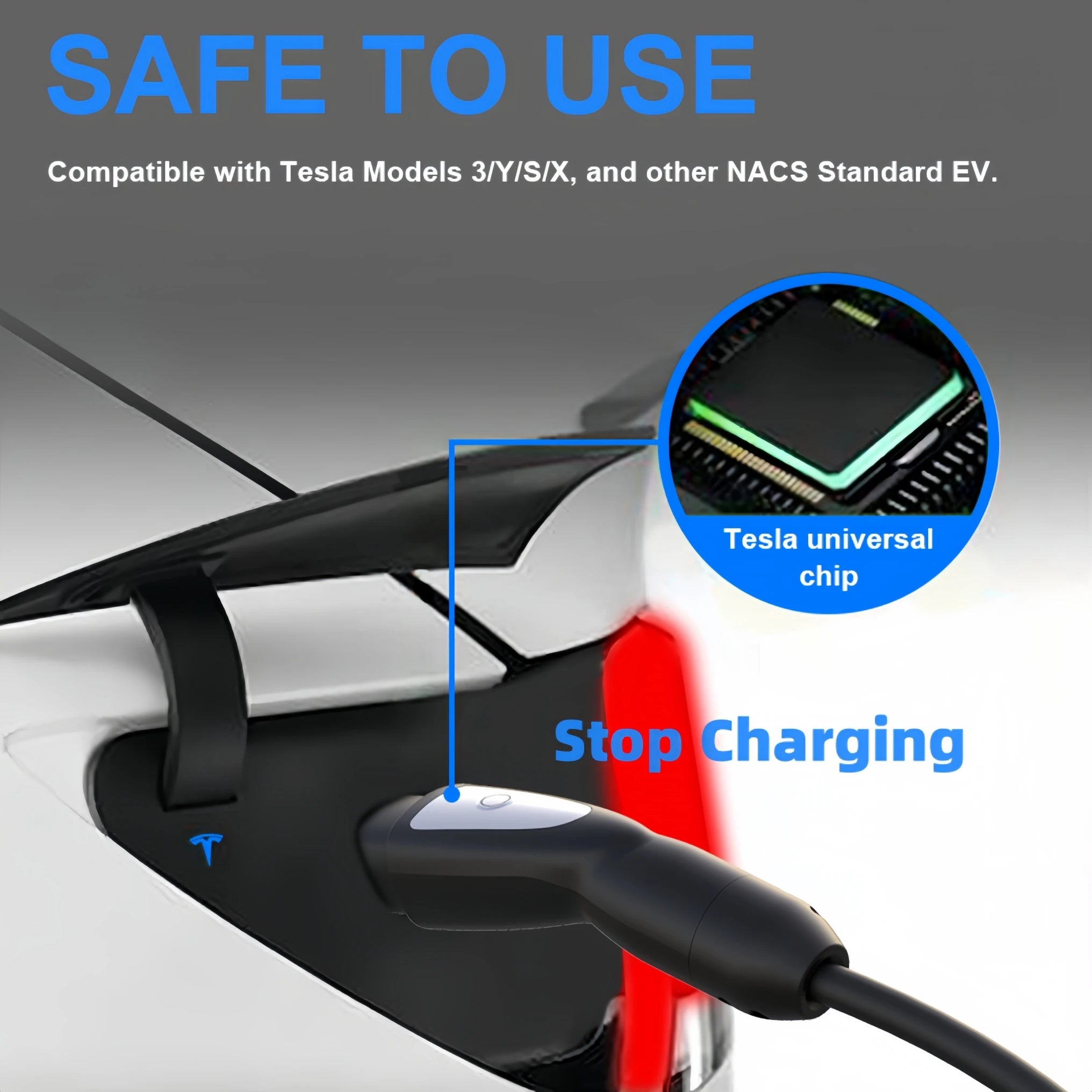 7KW Type 2 to Tesla NACS EV Charging Cable 5M for Model 3 Y X S - 8