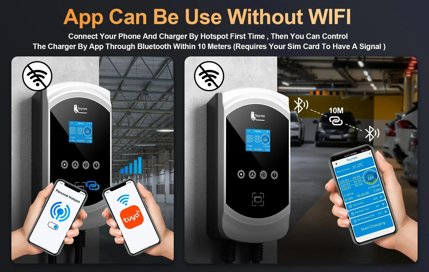 22kW 3-Phase Smart EV Wallbox Charger with WiFi, App Control & DLB