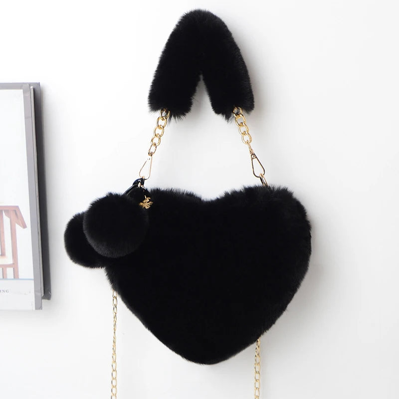 Luxury Plush Heart Handbag