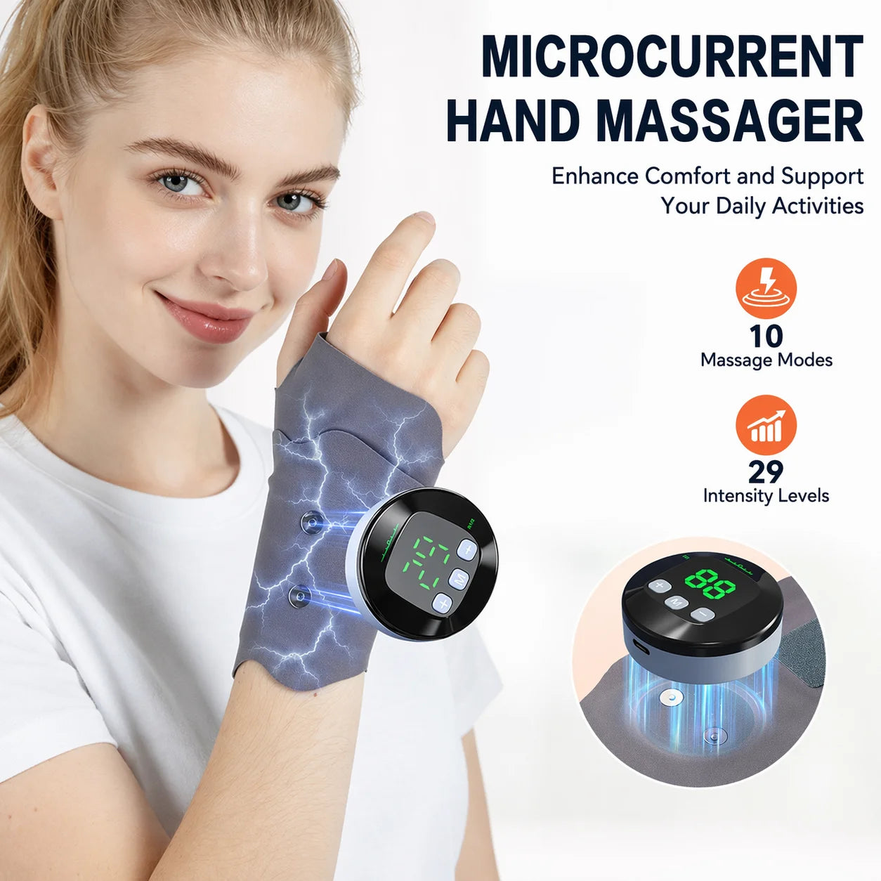 Microcurrent Wrist Massager – Electric Hand & Wrist Support for Pain Relief - 7