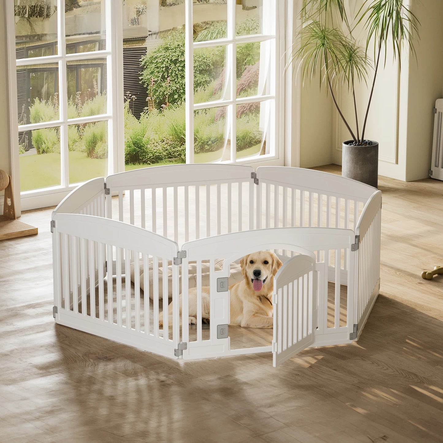 Portable Plastic Dog Playpen - Expandable 6-Panel Indoor & Outdoor Pet Fence