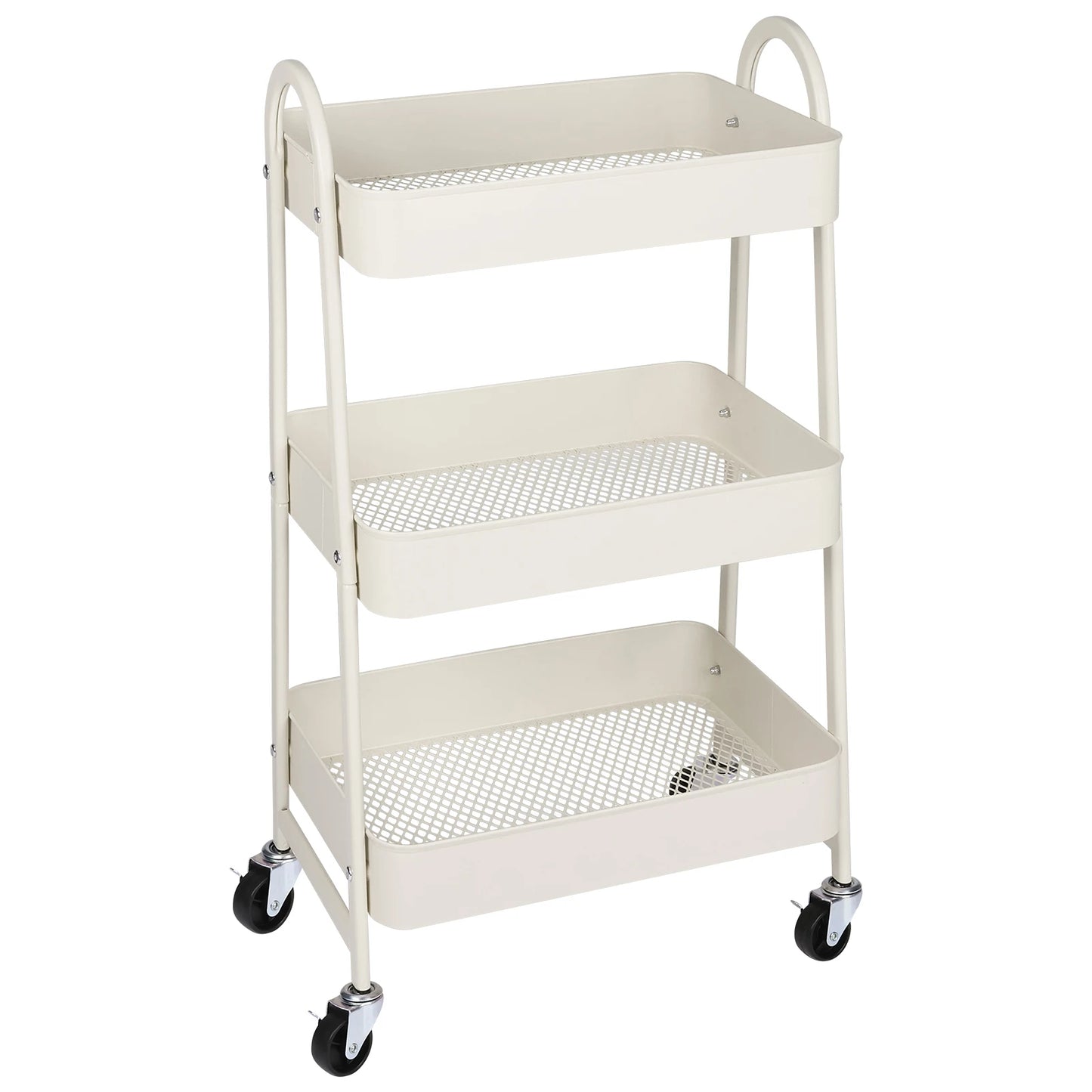 3-Tier Rolling Storage Utility Cart with Lockable Wheels for Home
