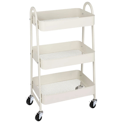 3-Tier Rolling Storage Utility Cart with Lockable Wheels for Home