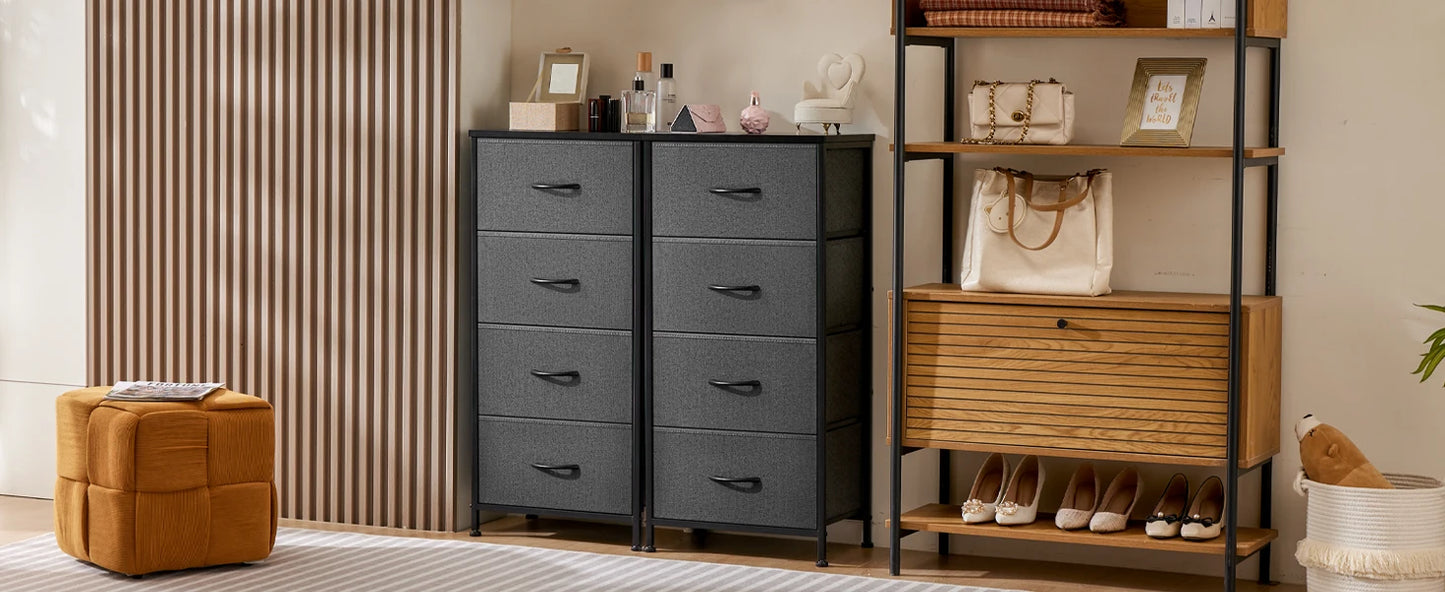 4-Drawer Bedroom Dresser & Nightstand with Sturdy Metal Frame