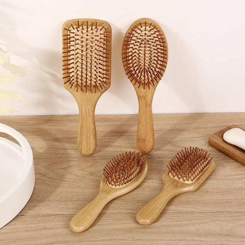 Natural Bamboo Paddle Hair Brush - Anti-Static Scalp Massage & Detangling - 7