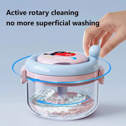 Rotary Denture Cleaning Case with Drainage Tray and Mirror