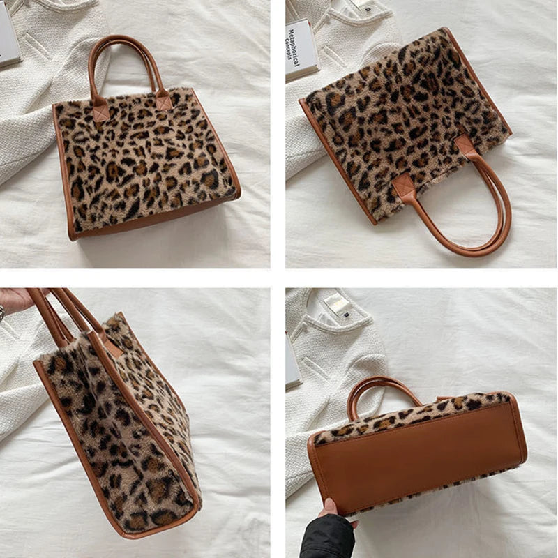 Leopard Faux Fur Tote