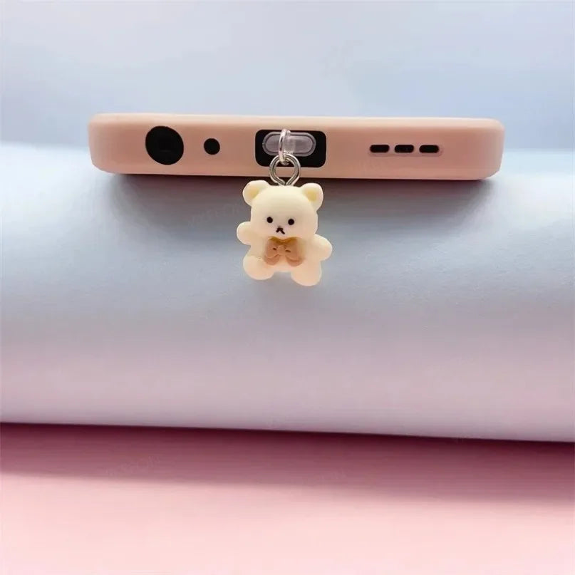 Cute Bear Phone Charging Port Dust Plug & Protection Charm