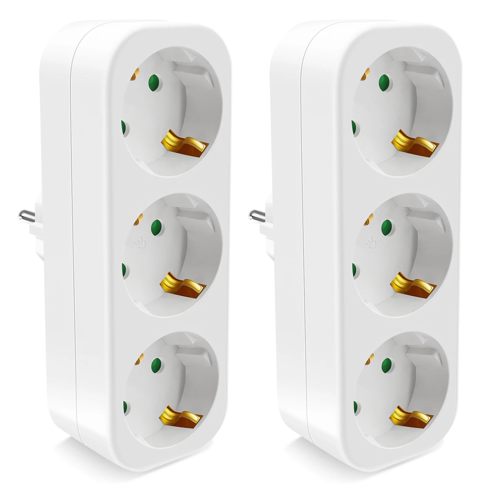 3-Way European Power Socket Adapter - 16A EU Plug Extension Converter - 1