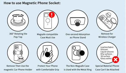 Magnetic Foldable Phone Grip & Stand for MagSafe iPhone & Android