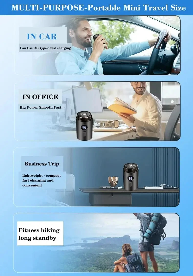 Portable Mini Electric Shaver - Rechargeable Wet/Dry Razor - 10