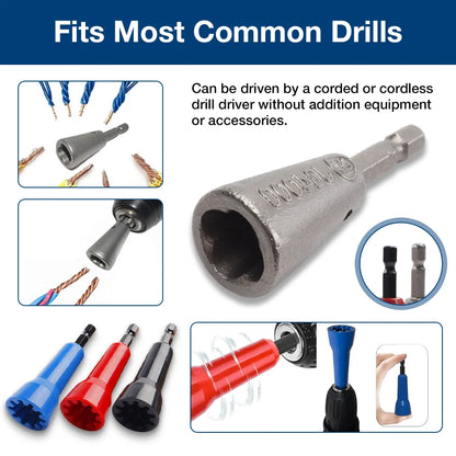 Wire Nut Twister Drill Attachment - Professional Wire Stripping and Twisting Tool Set