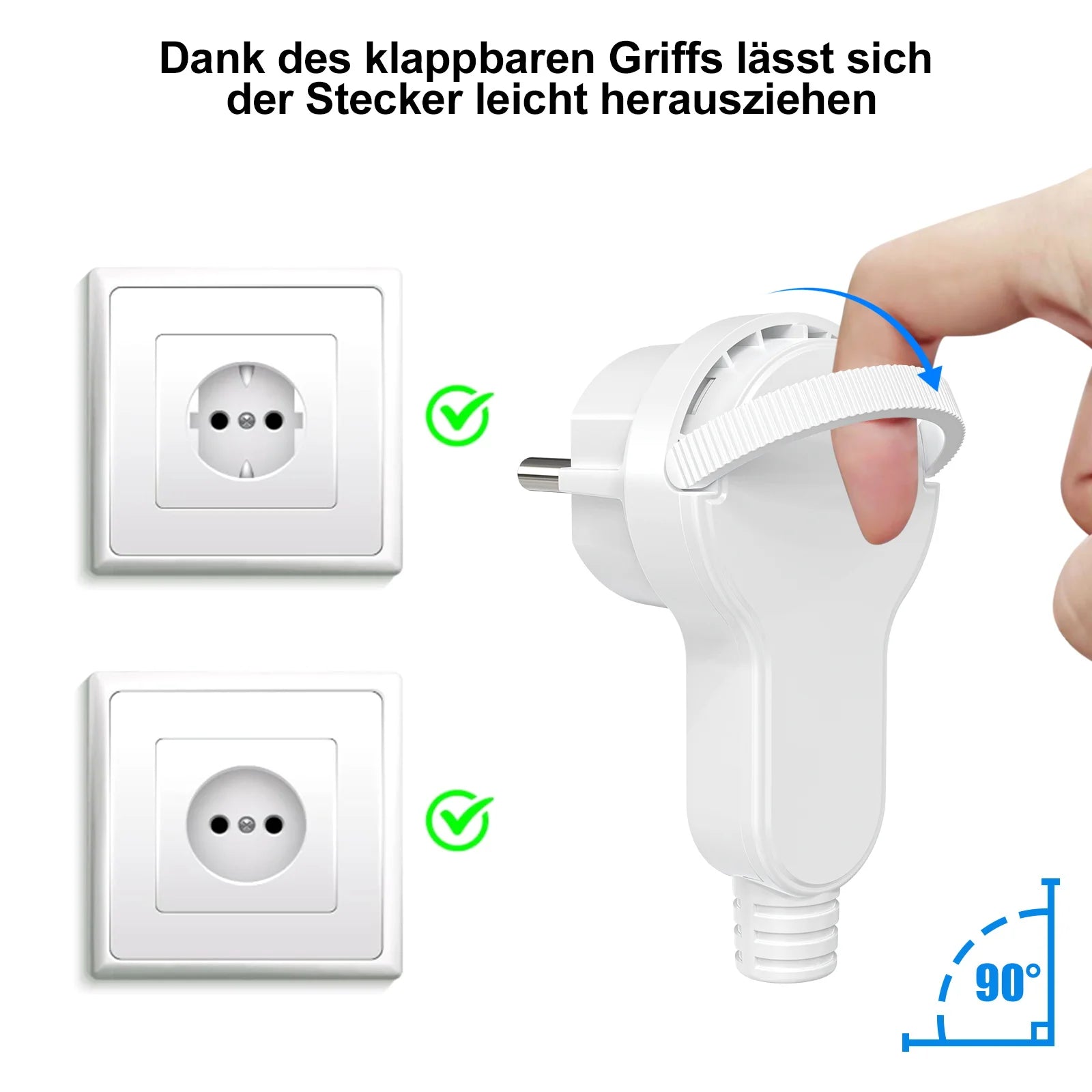 Ultra-Thin Folding Flat Plug 4000W - Space Saving Wall Power Connector - 3