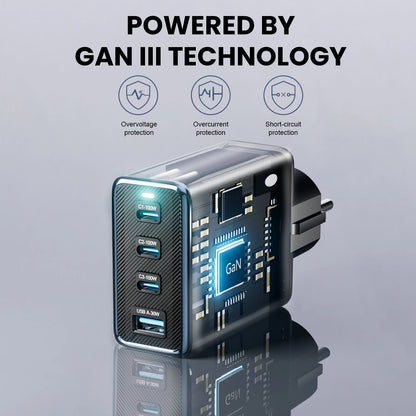 130W GaN 4-Port Fast Charger - PD3.0 QC4.0 USB-C Wall Adapter for Laptops