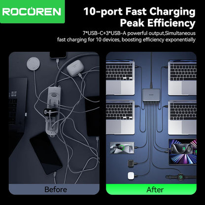 400W 10-in-1 GaN Desktop Charging Station - Fast Multi-Port Power Hub
