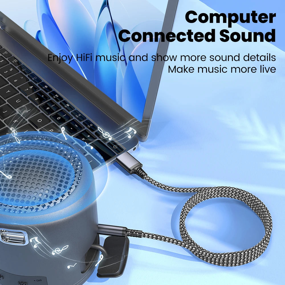 USB to 3.5mm Aux Audio Cable - Male to Male Stereo Adapter for Car & PC