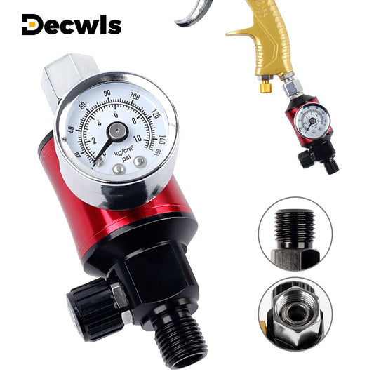 Spray Gun Air Pressure Regulator & Oil-Water Separator Filter Gauge - 150 PSI