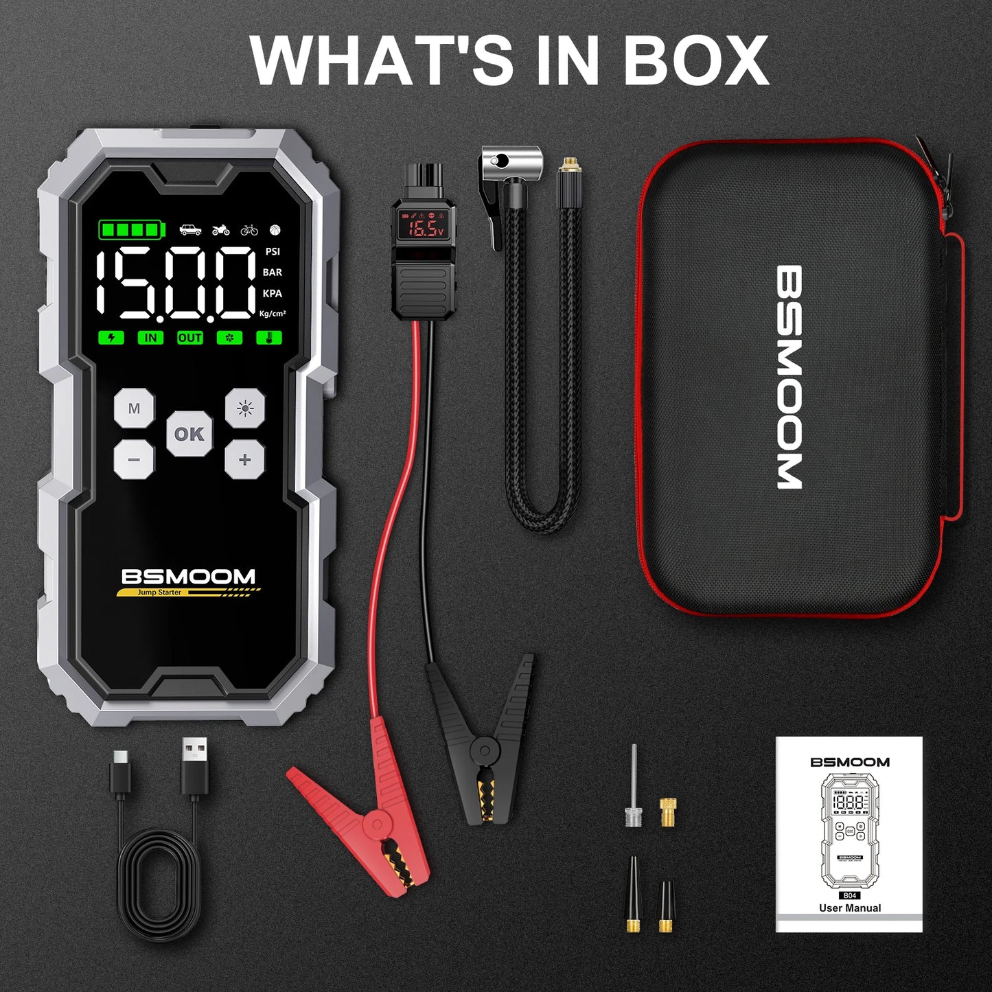 7000A Portable Car Jump Starter with 150PSI Air Compressor & Power Bank