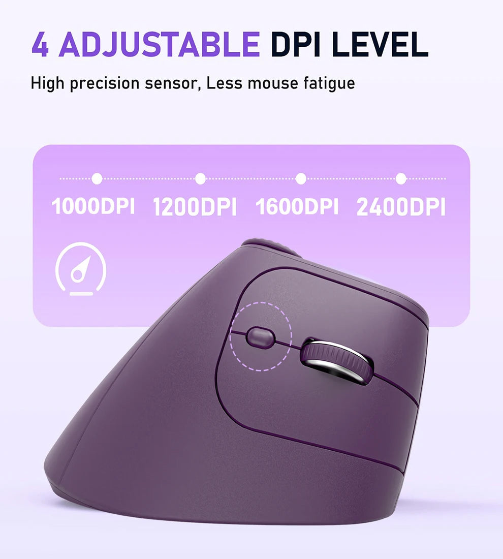 Ergonomic Wireless Vertical Mouse with Knob & Multi-Device Bluetooth