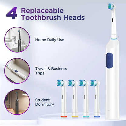 Rechargeable Rotating Electric Toothbrush with 5 Cleaning Modes