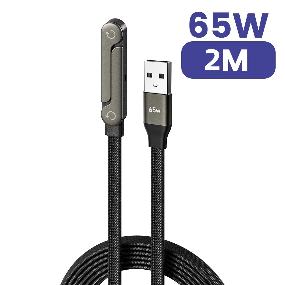 65W Fast Charging USB-C Cable with Built-In Foldable Phone Stand