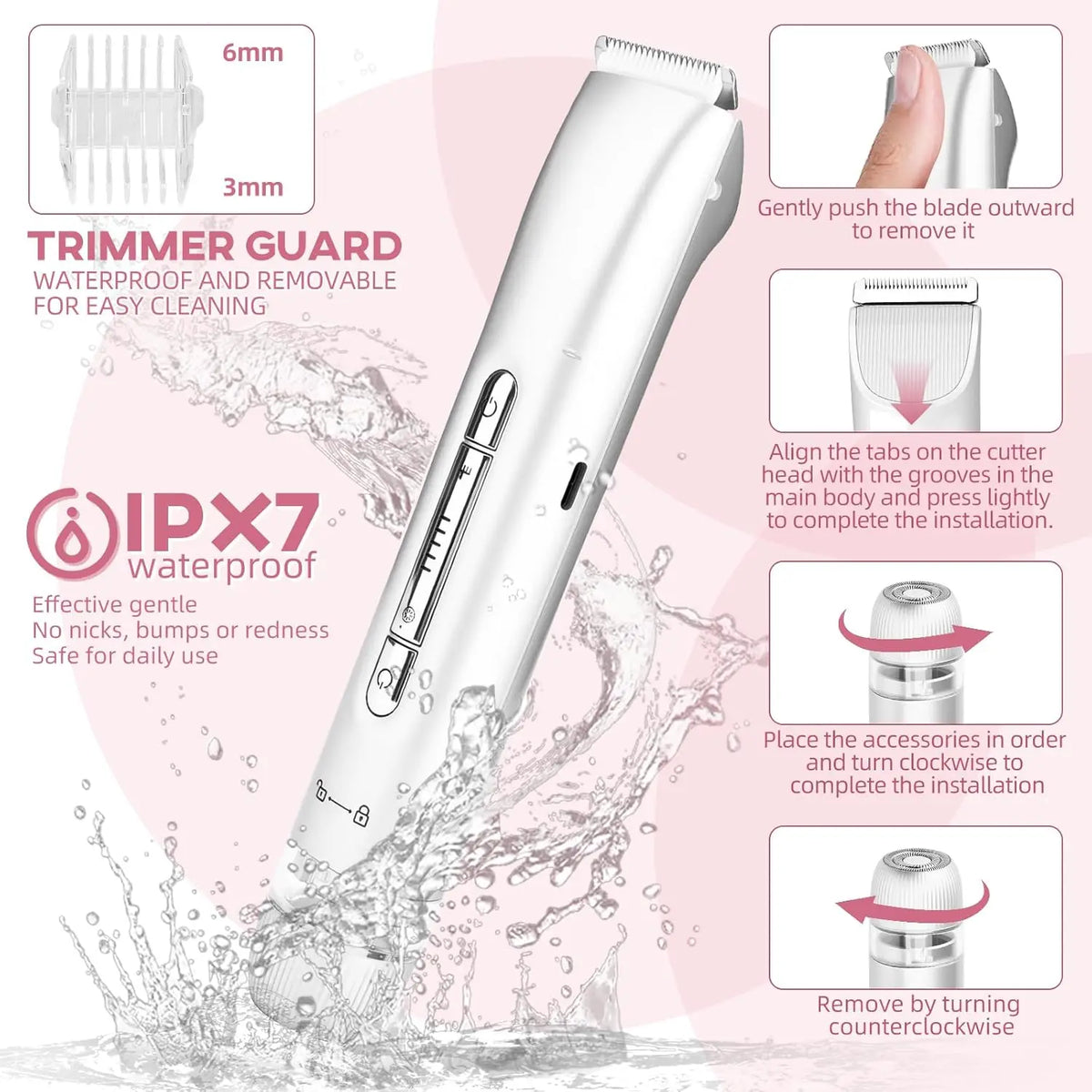 2-in-1 Waterproof Electric Bikini Trimmer & Body Shaver for Women