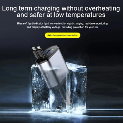120W Retractable Fast Car Charger with 4-in-1 Charging Ports