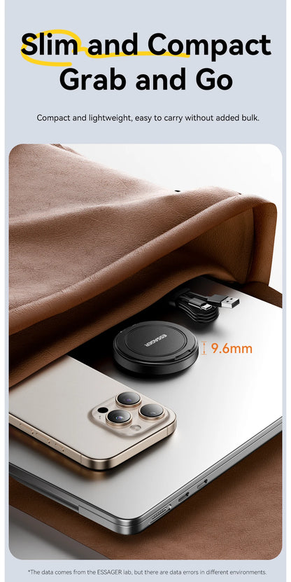 15W Magnetic Foldable Wireless Charger Stand for iPhone & Earbuds