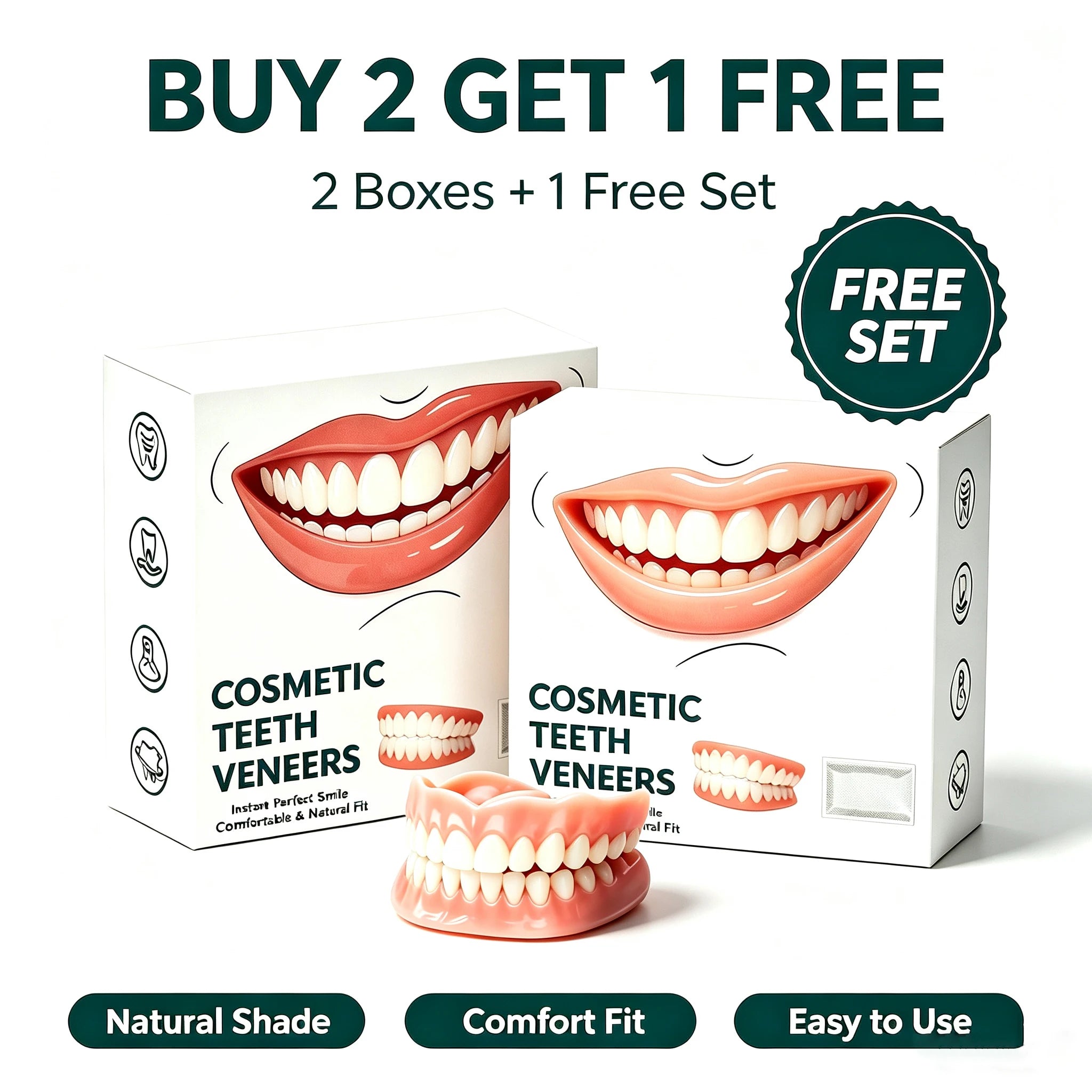 ComfortFit Silicone Denture Set for Natural Smile & Oral Care - 14