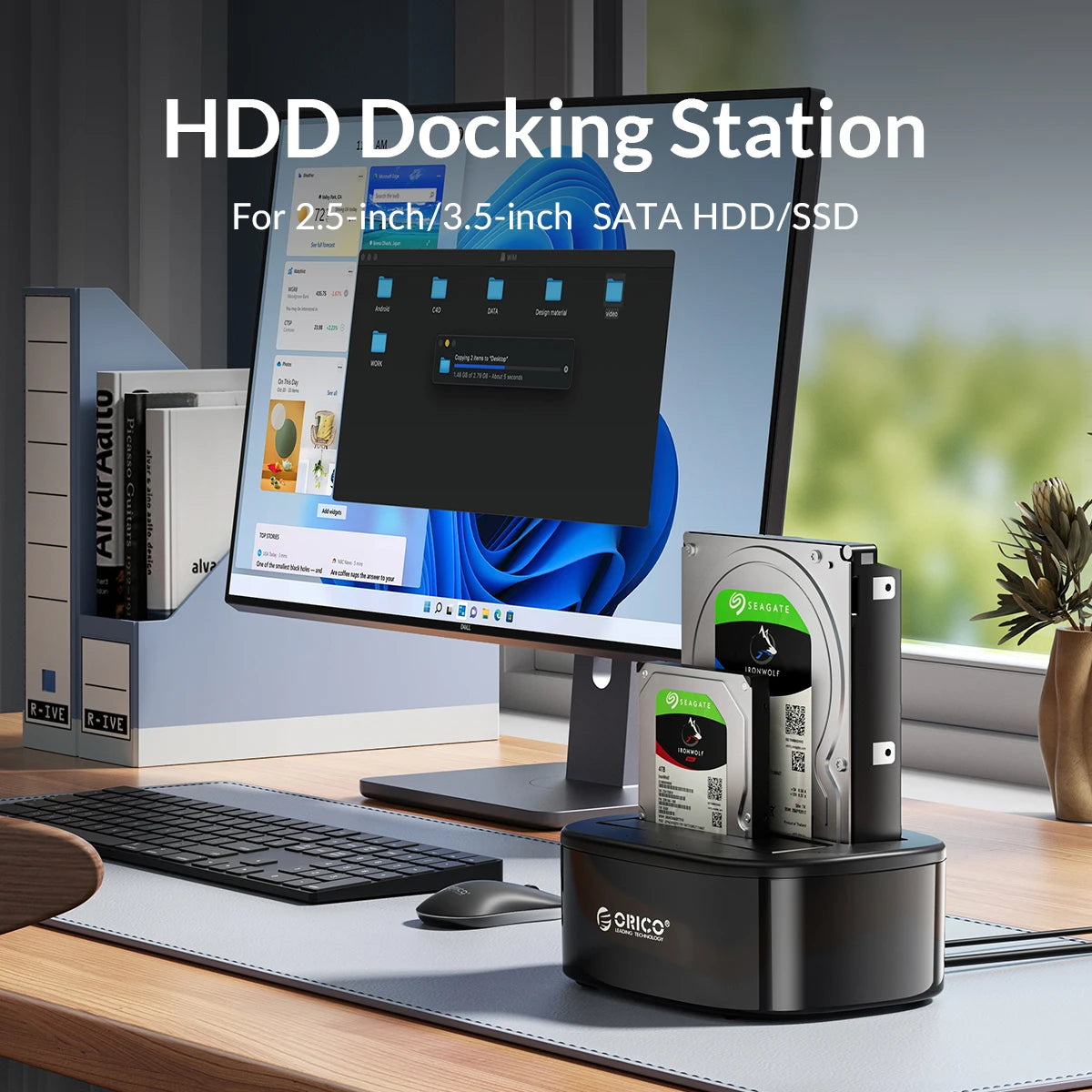Dual-Bay Hard Drive Docking Station for 2.5/3.5" HDD & SSD USB 3.0