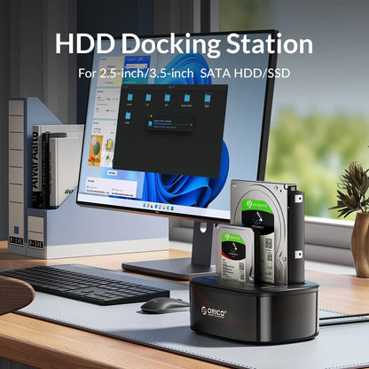 Dual-Bay Hard Drive Docking Station for 2.5/3.5" HDD & SSD USB 3.0