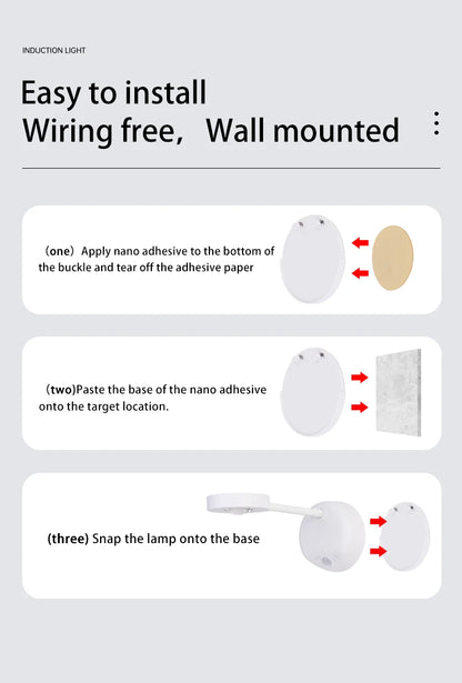 Wireless Motion Sensor LED Wall Light - Rechargeable Type-C Dimmable Indoor Lamp